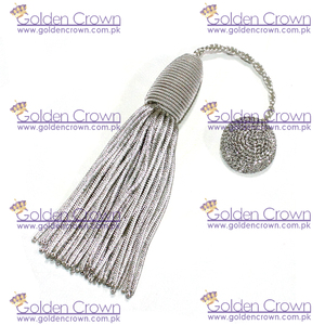 <b>Silver</b> Metallic Graduation Bullion Tassel Decorative Doctoral Tam with Bullion Tassel - Product Image 2