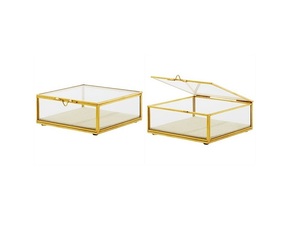 Boîte à bijoux en verre doré - Product Image 1