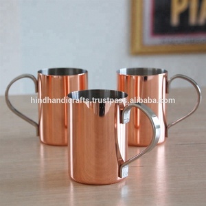 100% cuivre Non Hammared cylindre Design Moscou Mule tasse avec poignée de concepteur brillant fini avec des qualités de qualité supérieure - Product Image 4
