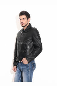 Chaqueta de Cuero Genuino Negra Pura de Piel de Vaca para Motociclistas, Chaqueta Personalizada de Moda para Motociclistas - Product Image 4