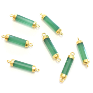Conector chapado en oro con forma de tubo de bola, ónix verde de 24 a 26 MM - Product Image 4