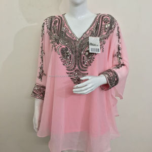 ชุดคาฟตันอิสลามมุสลิมปักลูกปัดด้วยมือ ดีไซน์พิเศษ ราคาสุดคุ้ม สำหรับสุภาพสตรี ฟรีไซส์ ผ้าจอร์เจตต์ ปักลูกปัดหนัก - Product Image 2