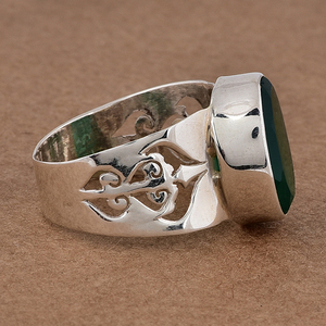 Anillo de plata 925 sólida con piedras preciosas facetadas ovaladas de ónix verde 9X13mm - Product Image 3