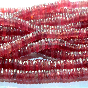 Perles en forme de pneu à facettes rubis naturel 18 pouces - Product Image 1