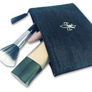 Logo imprimé noir toile sac cosmétique coton doublure fermeture à glissière perle lettre chaînes rayure plumes gland fleur dames - Product Image 3