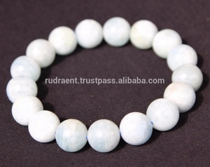 OEM Aigue-marine 12mm perles rondes bracelet extensible bohème pierres de cristal de guérison pour cadeau ou fête - Product Image 3