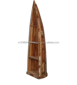 Estantería Moderna Rústica de Madera Maciza Estilo Barco, Elegante Mueble de Exhibición de Madera para Sala de Estar - Product Image 3