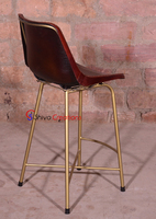 Tabouret de bar en cuir Shiva Creations avec pieds en métal, design industriel pour restaurant et mobilier de bar à domicile