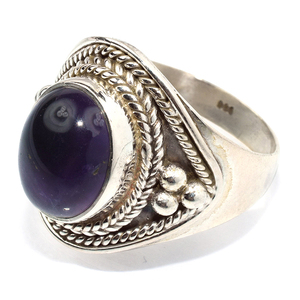 Superb-anillos de plata de ley 925, amatista púrpura, forma ovalada, joyería de plata 925, joyería de plata de ley 925 - Product Image 1