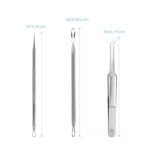 Kit de tratamiento de acné con acabado de espejo de acero inoxidable, 3 uds., extractor de espinillas, removedor de comedones, herramienta de belleza reutilizable - Product Image 5