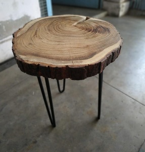 Taburete de Bar industrial moderno de madera maciza natural con patas de metal | Top de borde vivo para restaurantes y bares comerciales Horeca - Product Image 2