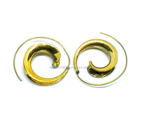 Plaine Femmes Tribal Spirale Boucle D'oreille À La Main Boucle D'oreille En Laiton - Product Image 1