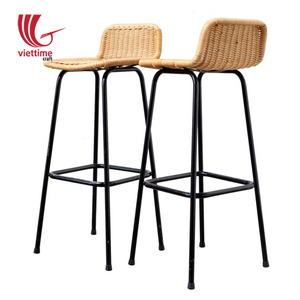 Tabouret de bar en rotin / Chaise de bar tissée naturelle - Product Image 4