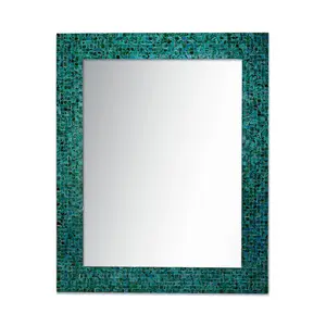 矩形绿色马赛克玻璃墙镜高品质厂家直销镜框客厅装饰浴室墙镜