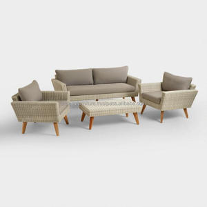 เฟอร์นิเจอร์ในสวนทำจากไม้และหวายสไตล์โมเดิร์นชุดเก้าอี้และโต๊ะสี่เหลี่ยมสำหรับใช้กลางแจ้งหรือในร่มสำหรับวิลล่าอพาร์ทเม้น - Product Image 1