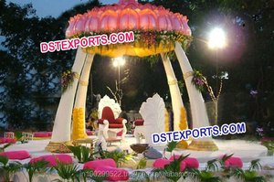 Mandap de fibra de cristal tallada para boda india, color dorado y rosa - Product Image 2