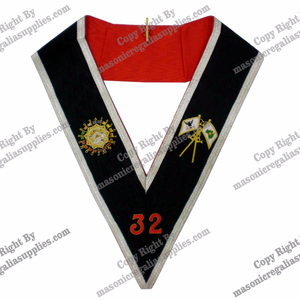 Collier masonite à 32 degrés, style écossais, rouge sur le dos - Product Image 1