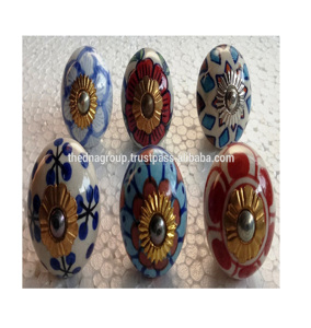 Bouton de porte peint à la main, en laiton, de forme ronde, multi couleurs, 1 pièce - Product Image 2