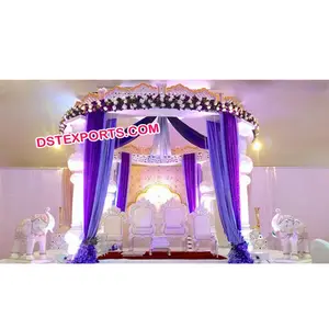 Aladdin Modern Square Mandap Indian Wedding Hermosa fibra de madera Pilar Cortinas Nueva forma cuadrada Fabricado Mandaps Productor - Product Image 1