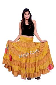 Falda de baile español de talla grande y cintura media Bohemia con parche de seis niveles-Banjara, falda tradicional india de Ibiza - Product Image 5
