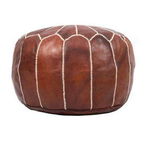Puf de cuero marroquí hecho a mano, magia artesanal - Product Image 1