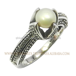 Fournisseurs en gros Pave 925 Sterling Silver Beautiful Pearl Gemstone Ring Handmade 925 Sterling Silver Jewelry Supplier - Product Image 3
