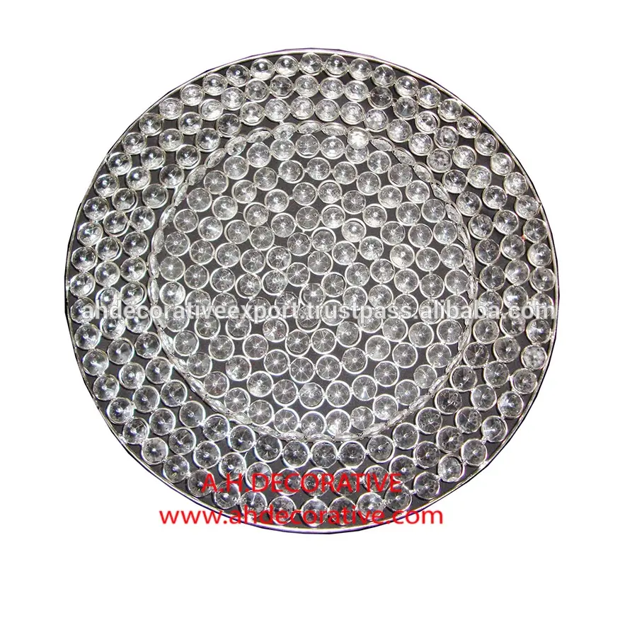 High Quality Decorating Handmade Rounded Crystal Beaded Designing Charger Plate For Sale In Lowest Price