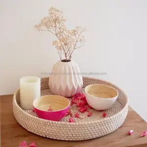 Wholesale White Rattan Serving <b>Round</b> <b>Tray</b> Made in Vietnam - Product Image 1