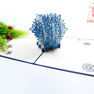 Bán Buôn 3D Laser Cắt Bông Tuyết Pop up Thẻ Màu Xanh Bìa Giáng Sinh Thiệp Chúc Mừng Thẻ Handmade Giấy Thủ Công Mỹ Nghệ Cho Món Quà Cho - Product Image 1