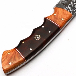 Cuchillo de caza de acero de Damasco personalizado hecho a mano con mango de madera cuchillo de supervivencia DIY soporte OEM - Product Image 4