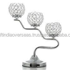Crystal Ball Candelabra With Three Tealight Holders Silver Metal Base 340mm Wide 410mm High Home Decoration - Product Image 3