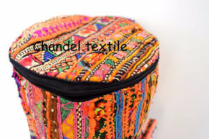 Antique Banjara One-of-a-Kind Ethnic Embroidery Zipper Cotton Cross Body Purse Logo Inspired Handbag with Canvas Chain - Product Image 3