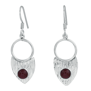 Boucles d'oreilles en argent sterling 925 véritable avec grenat rond et pierres précieuses Grossiste du fabricant de bijoux faits main CASA DE PLATA - Product Image 1