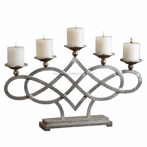 Menorah Style Iron Oblong Candelabras for <b>Candle</b> <b>Light</b> - Product Image 2