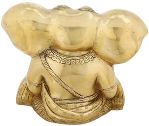 Escultura de latón hecha a mano de la mejor calidad de Lord Ganesh con símbolo de hinduismo de oreja larga para diseño interior de hogar y templo para exportación - Product Image 4