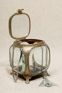 Boîte à bijoux en laiton antique, coffret en verre biseauté - Product Image 5