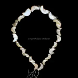 批发价格高光泽月亮形状的天然淡水珍珠珠