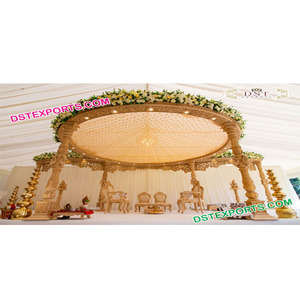 Mandap de Madera para Bodas de Estilo Dinámico, Mandap Clásico para Bodas Indias, Elegante Mandap de Madera para Bodas Gujarati, Decoración para Eventos en EE. UU. - Product Image 1