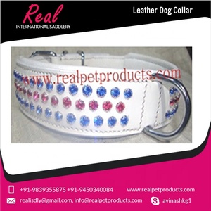 <span class=keywords><strong>Collar</strong></span> de cuero decorado con piedra de cristal para perro, el mejor color, listo para exportarse, cantidad a granel