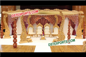 Mandap de Madera para Bodas de Último Diseño, Majestuoso Mandap de Madera para Bodas Reales, Mandap de Madera con Tallado de Seis Pilares para Bodas en Fiji - Product Image 3