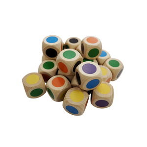 Dados de Madera de 25 mm de Color Marfil con Puntos de Colores y Esquinas Redondeadas para Niños, Juguete Educativo, Juego de Mesa - Product Image 1