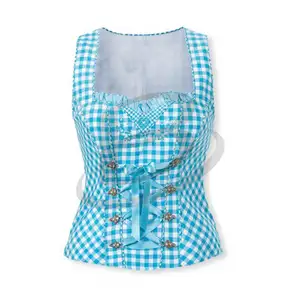 Disfraz de Oktoberfest para mujer, blusa a cuadros, Bavaria, vaquera, vestido de lujo para mujer (top sin mangas de algodón para mujer oktoberfest) - Product Image 1