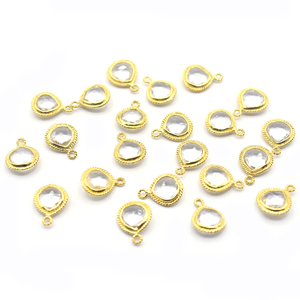 จี้รูปหัวใจคริสตัลควอตซ์เงินแท้ 925 ชุบทอง งานแฮนด์เมดสำหรับทำเครื่องประดับ - Product Image 1