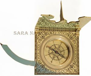 Handmade Solid Brass Maritime Sundial Compass Beautifully Engraved <b>Nautical</b> <b>Decor</b> with Wooden Box Metal Casting Technique gift - Product Image 5