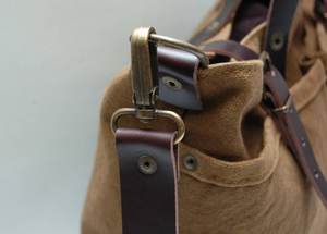 Waxed <b>Canvas</b> <b>Bag</b> With Leather Handles and Closures Toasted Color- LHB 0042 - Product Image 6