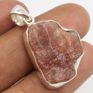 Nouveau pendentif en argent sterling 925 à la mode pierre précieuse brute naturelle SUNSTONE! Trader - Product Image 1