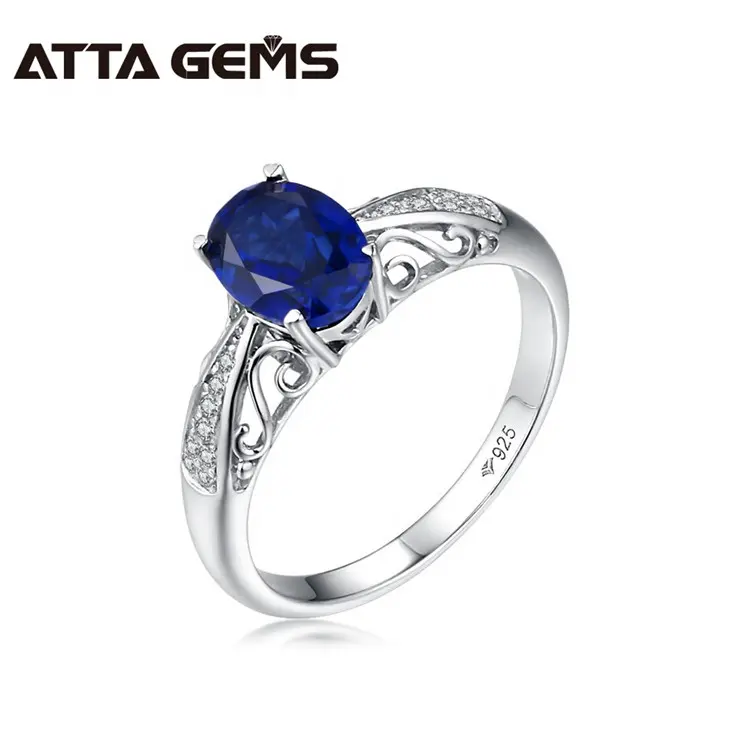 Exquisite Oval Cut Blue Sapphire Weißgold Platini ert 925 Sterling Silber Ring für Frauen Geburtstags geschenk