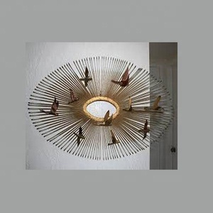 Décor mural en métal, art décoratif, style oiseau, vintage, avec éclairage - Product Image 1