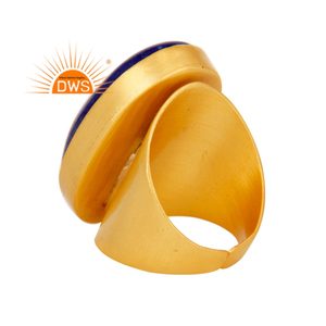 Bague pour Femme en Laiton Plaqué Or 18k Naturel Lapis Lazuli, Bijoux de Mode, Grossiste Collection Classique - Product Image 4