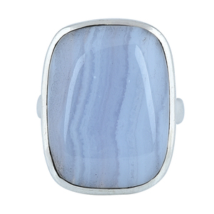 Bague en argent sterling 925 rectangle bleu dentelle agate pierre précieuse Unique à la mode dernière conception plaqué argent bijoux fins - Product Image 2